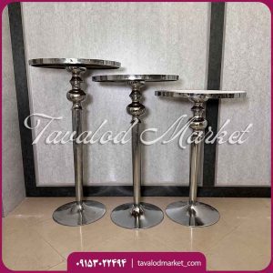 اجاره میز نقره ای تک پایه فلزی